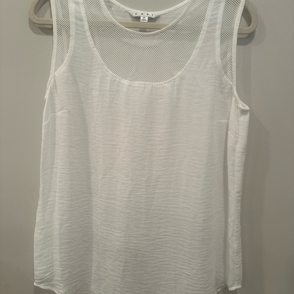 Cabi Sleeveless Tank, White with Mesh Top Layer Casual Summer Lightweight Sz M - Picture 4 of 8